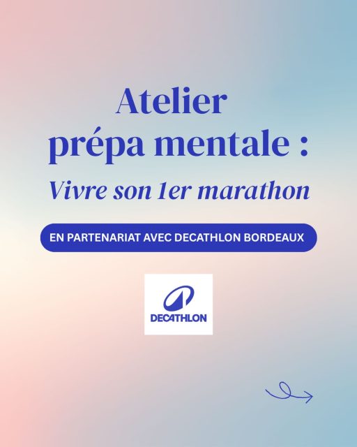 ✨ Vous vous apprêtez à courir votre premier marathon et vous sentez déjà le mélange d’excitation et de doute monter ?  Rejoignez cet atelier exclusif de préparation mentale spécial premier marathon que j’ai le plaisir d’animer au @decathlon Bordeaux city rue ste Catherine le 3 octobre.  La préparation mentale est un véritable pilier pour mieux apprivoiser l’inconnu, calmer le stress du jour J et renforcer votre confiance pour vivre sereinement cette première expérience 🏃‍♀️✨  Pendant 45 minutes, vous expérimenterez des outils concrets issus de la sophrologie et de la préparation mentale pour aborder votre premier marathon avec plus de sérénité et de confiance.  👉🏼 Cet atelier vous permettra de :  👉 Clarifier vos intentions pour votre premier marathon
👉 Apaiser le stress lié à l’inconnu
👉 Développer des ressources mentales pour gagner en confiance
👉 Vous projeter positivement dans cette expérience grâce à la visualisation guidée  📍 Lieu : Salle de sport du Decathlon City, Bordeaux
🎟️ Sur inscription uniquement — Tarif : 10 €  #running #bordeauxrunning #marathonbordeaux #prepamentale