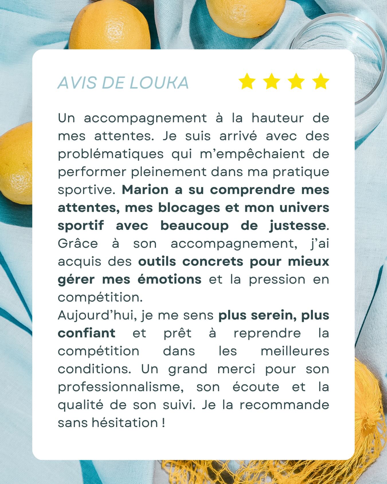 Vos mots sont précieux. 💛  Ils m’aident à affiner ma façon de vous accompagner et permettent aussi aux personnes qui hésitent encore à se faire une idée de ce que l’on vit en séance.  Merci pour votre confiance.