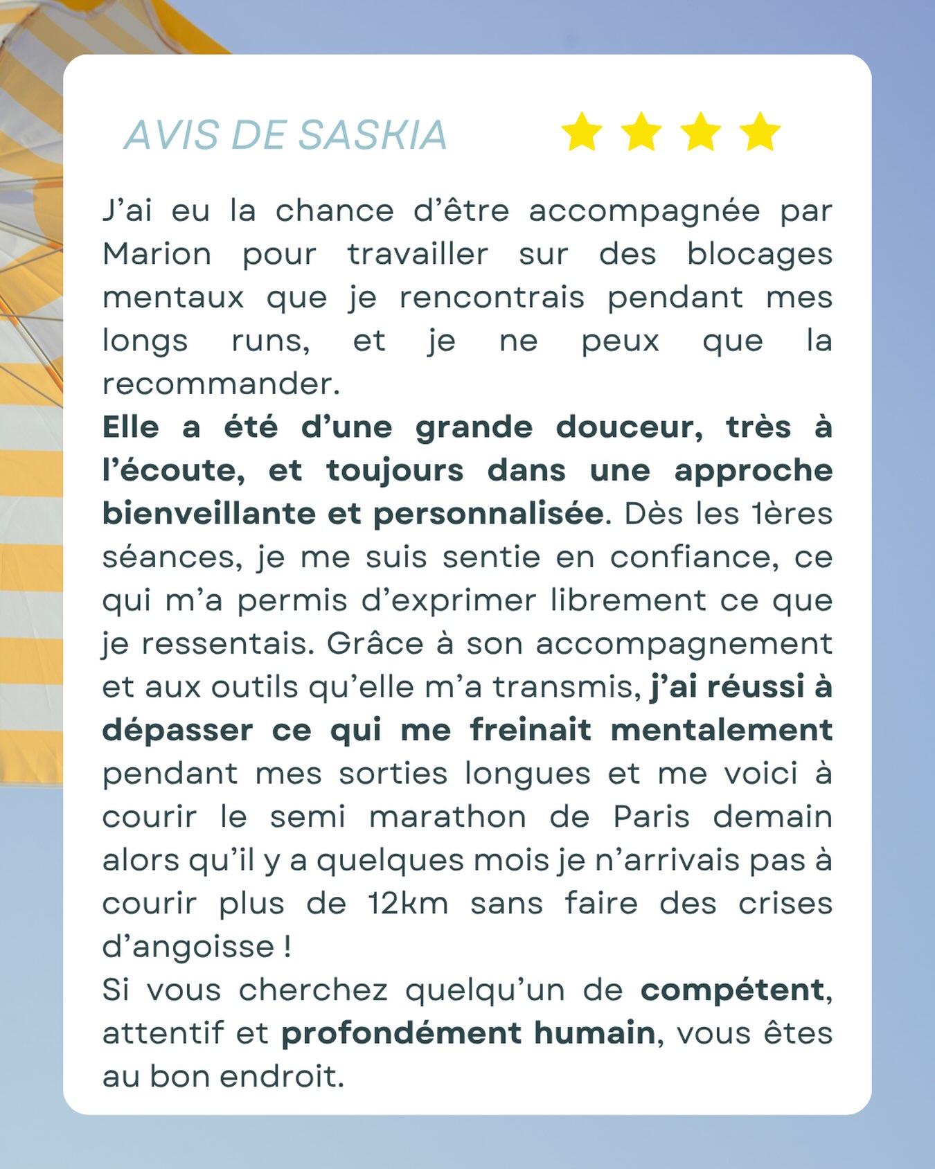 Quel plaisir de vous lire, voir vos évolutions et comment vous cheminez pas à pas au fil de nos accompagnements 🌞💛🦋  #sophrologie #preparationmentale #running #bordeauxmaville #prepamentalesport